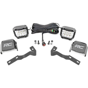 image:imageRough Country 3 LED Ditch Light Kit for Toyota Tacoma 20162023  Wide Angle Series Dual LED Cubes 150W Flood Beam 13500 LumensDual 3 Pods  Wide Angle