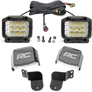 image:imageRough Country Dual 3 LED Lower Windshield Light Kit Wide Angle for Polaris GeneralGeneral XP  13500 Lumens 150W OSRAM LEDs SpotFocus Beam BoltOn Cubes