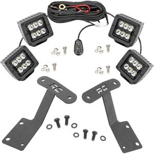 image:imageRough Country Quad 3 Wide Angle LED Light Kit for Toyota Tundra 20142021  Lower Windshield Mount 27000 Lumens Wide Side Beam OffRoad Lighting2 Spot Beam