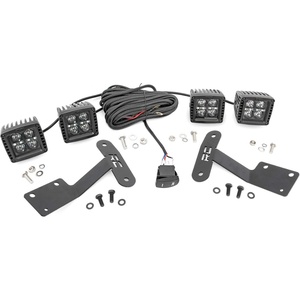 image:imageRough Country Quad 3 Wide Angle LED Light Kit for Toyota Tundra 20142021  Lower Windshield Mount 27000 Lumens Wide Side Beam OffRoad Lighting2 White DRL