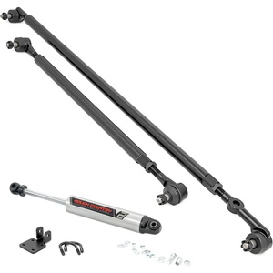 image:imageRough Country HD Steering Kit wV2 Stabilizer for Jeep Cherokee XJ 19842001 amp Wrangler TJ 19972006  For 4 Lift Only Stock Pitman Arm Required10613V2