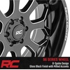 image:imageRough Country 96 Series OnePiece Aluminum Wheel 20x10 6x135mm Bolt Pattern 19mmOffset  Gloss Black wMilled Accents 8Spoke Lightweight with Center Cap