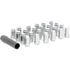 image:imageRough Country 24Piece Lug Nut Set  M14x15 Thread Bulge Acorn Style Chrome Lug Nuts with Socket Key CorrosionResistant for Aftermarket Wheels
