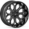 image:imageRough Country 96 Series OnePiece Aluminum Wheel 20x9 6x55 Bolt Pattern 0mm Offset  Gloss Black wMilled Accents 8Spoke Lightweight with Center Cap20x9 12mm Offset