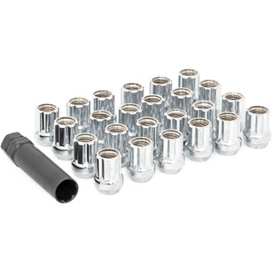image:imageRough Country 24Piece Lug Nut Set  M14X20 Thread Chrome Bulge Acorn Style OpenEnd Lug Nuts with Socket Key CorrosionResistant for Aftermarket Wheels