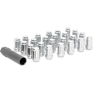 image:imageRough Country 24Piece Lug Nut Set  M14x15 Thread Bulge Acorn Style Chrome Lug Nuts with Socket Key CorrosionResistant for Aftermarket Wheels