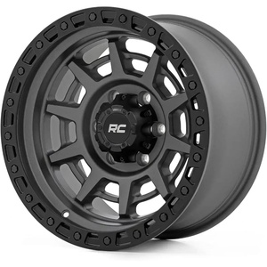 image:imageRough Country 85 Series OnePiece Aluminum Wheel with Simulated Beadlock  17x9 6x55 Bolt Pattern 12mm Offset Gunmetal GrayBlack