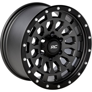 image:imageRough Country 87 Series OnePiece Aluminum Wheel with Simulated Beadlock  17x85 6x55 Bolt Pattern 0mm Offset GrayBlack