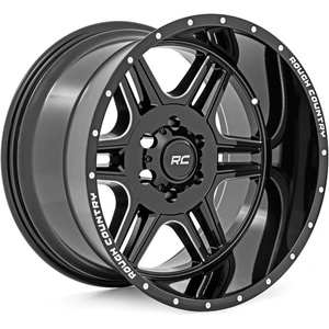 image:imageRough Country 92 Series OnePiece Aluminum Wheel  20x9 6x55 Bolt Pattern 0mm Offset Machined Gloss Black