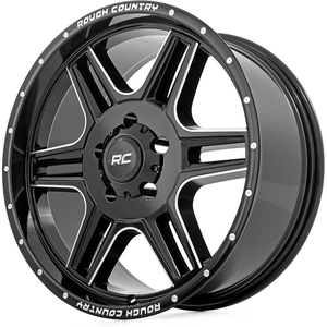 image:imageRough Country 92 Series Wheel  18x9 5x55 Bolt Pattern 0mm Offset SinglePiece Aluminum Gloss Black with Milled Accents