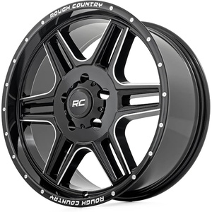 image:imageRough Country 92 Series Wheel  18x9 6x55 Bolt Pattern 0mm Offset SinglePiece Aluminum Gloss Black with Milled Accents