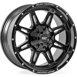 image:imageRough Country 94 Series OnePiece Aluminum Wheel  20x9 6x556x135mm Bolt Pattern 0mm Offset Matte Black wMilled Accents