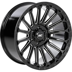 image:imageRough Country 97 Series OnePiece Aluminum Wheel  22x10 6x55 Bolt Pattern 25mm Offset Gloss Black