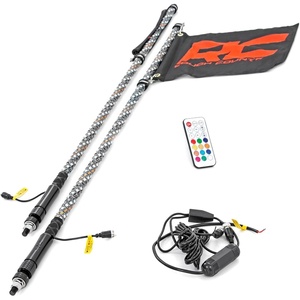 image:imageRough Country 4 LED Whip Lights for UTV ATV  Set of 2 48 UTV LED Whips MultiColor RGB LEDs 300 Patterns Waterproof QuickRelease Base48