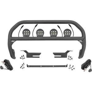 image:imageRough Country Bull Bar 35 Round Quad LED Light Kit for Ford Bronco 4WD 20212025  4 35inch Round LEDs with Amber DRL 3inch Tubular Nudge Bar