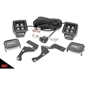image:imageRough Country Dual 2 LED Ditch Light Kit for Toyota 4Runner 20102024  2 2in Black Series LED Cubes Amber DRL