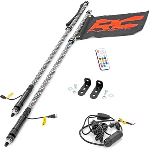 image:imageRough Country LED Whip Lights for Polaris RZR 170 EFI 20092021  Set of 2 48 Whip Lights for Side by Side MultiColor RGB LEDs 300 Patterns Dimmable Waterproof QuickRelease Base