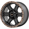 image:imageRough Country 79 Series One Piece Aluminum Wheel  15x8 5x45 Bolt Pattern 19mm Offset Stylish 6Spoke Design SemiGloss Black wBronze Ring