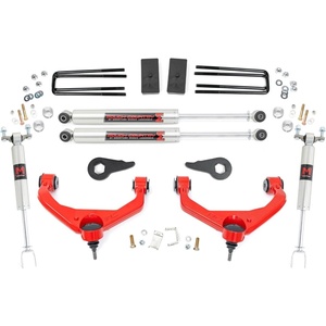image:imageRough Country 35 Suspension Lift Kit wM1 Shocks for Chevy Silverado amp GMC Sierra 2500HD3500HD 20112019  Red Control ArmsRed Control Arms
