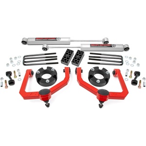 image:imageRough Country 3 Suspension Lift Kit for Nissan Titan 2WD4WD 20042024  Wheel Spacers Red Control ArmsRed Arms