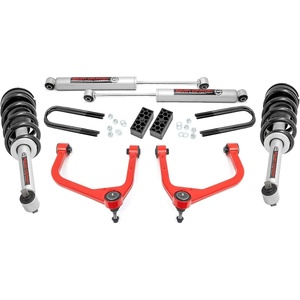 image:imageRough Country 35 Suspension Lift Kit for Chevy Silverado 1500 20252026  Red Aluminum Control Arms N3 Struts with Rear N3 Shocks