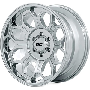 image:imageRough Country 77 Series Chrome Wheel  20x9 6x55 Bolt Pattern 0mm Offset SinglePiece Aluminum Rugged 8Spoke Design Chrome Finish