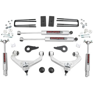 image:imageRough Country 35 Suspension Lift Kit wV2 Shocks for Chevy Silverado amp GMC Sierra 2500HD3500HD 20112019  Red Control ArmsBlack